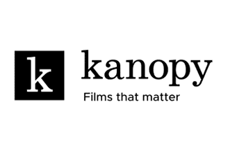 Kanopy logo featuring a black square with a white lowercase k and the word kanopy in lowercase letters beside it. Below, the tagline reads Films that matter.